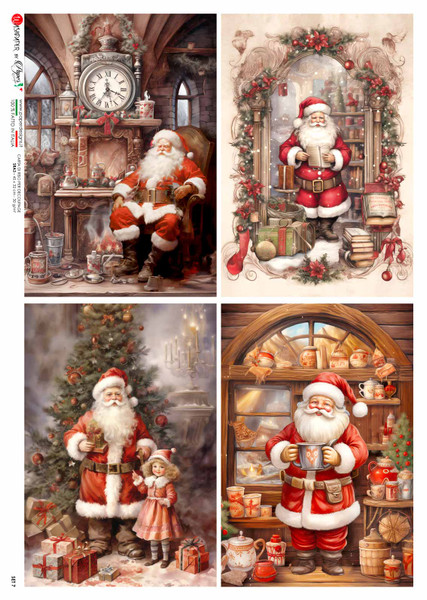 Paper Designs Festive Santas Four Pack Rice Paper