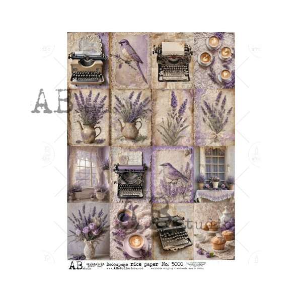 AB Studios Sixteen Lavender Minis A4 Rice Paper