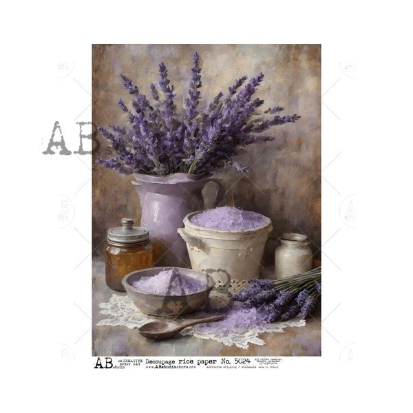 AB Studios Lavender Still Life A4 Rice Paper