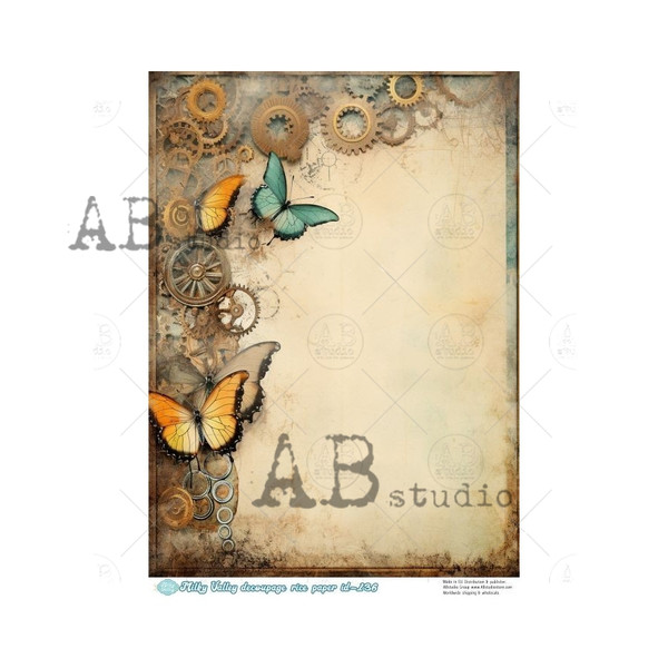 AB Studios Steampunk Butterfly Journal Page