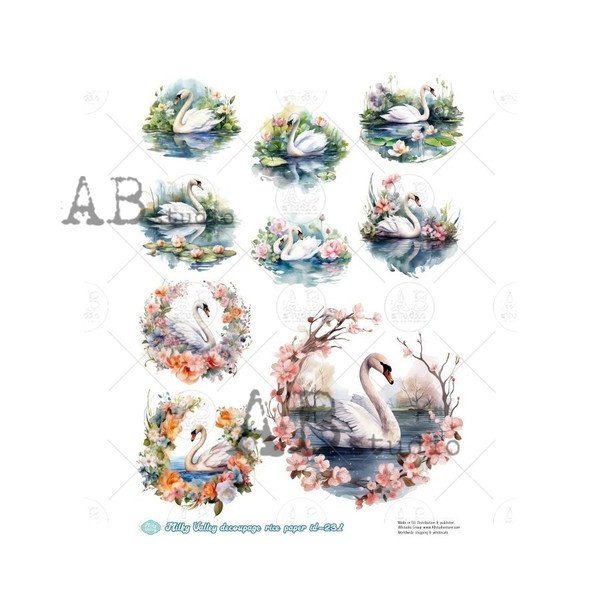 AB Studios Swan Scenes A4 Rice Paper