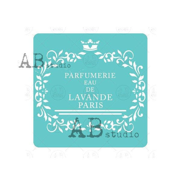 AB Studios Stencil Lavender labels Paris 15 cm x 15 cm