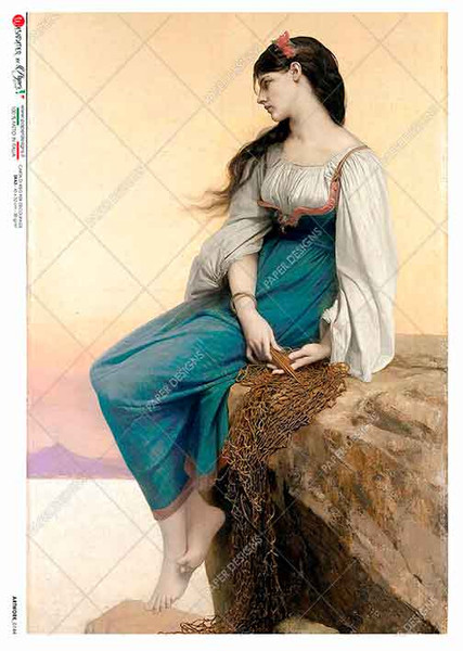 Paper Designs Wm Waterhouse Woman on Rocky Ledge A4 Rice Paper