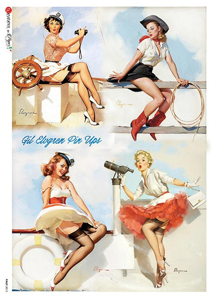 Paper Designs Vintage Pinups Four Pack A4 Rice Paper