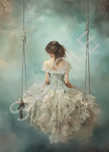 Calambour Dreamscape Girl on Swing A4 Rice Paper