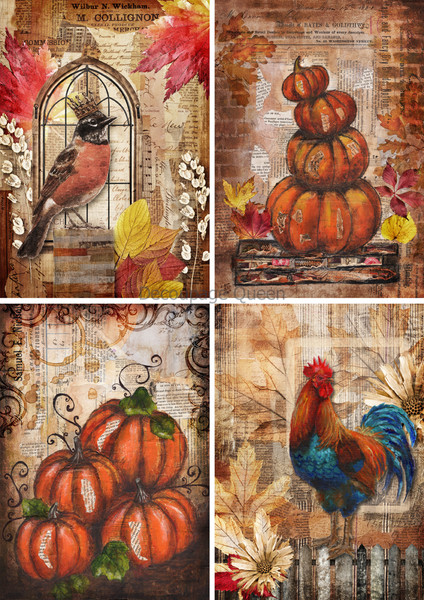 Vellum Paper -  Fall Mixed Media Scenes 4 Pack