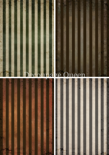 Decoupage Queen Fall Stripes Four Pack Rice Paper