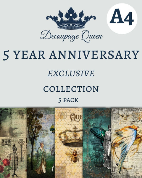 Decoupage Queen 5 Year Anniversary 5 Pack - A4 (Limited Edition) Decoupage Queen 5 Year Anniversary 5 Pack - A4 (Limited Edition)