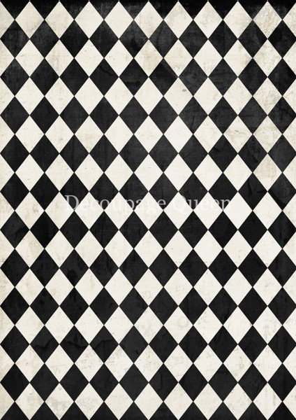 Large Format - Decoupage Queen Rice Paper - Black and Ivory Harlequin