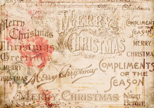 Large Format - Decoupage Queen Compliments of the Season Rice Paper