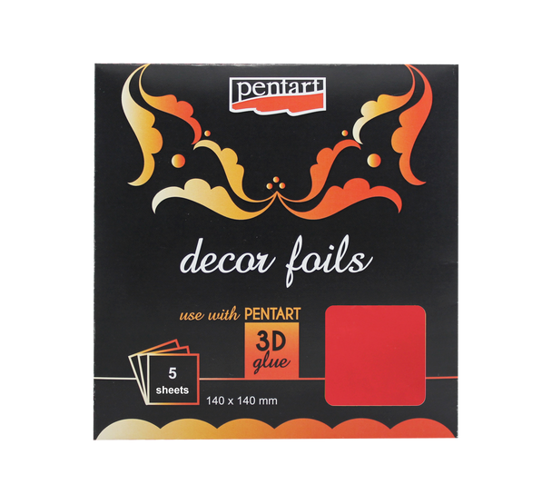 Decor foils metallic red 14 x 14 cm