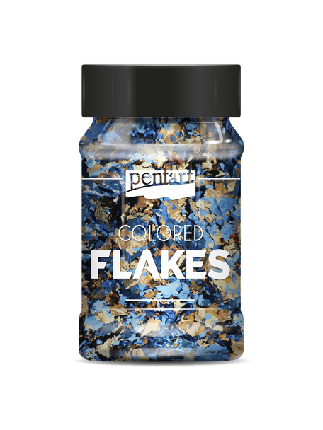 Colored foil flakes min. 1 g, blue - gold