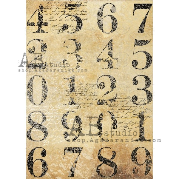 AB Studios Rice Paper A4 Block Numbers