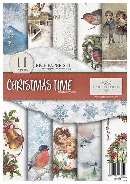 ITD Collection Rice Paper Pack of 11 A4 Christmas Time