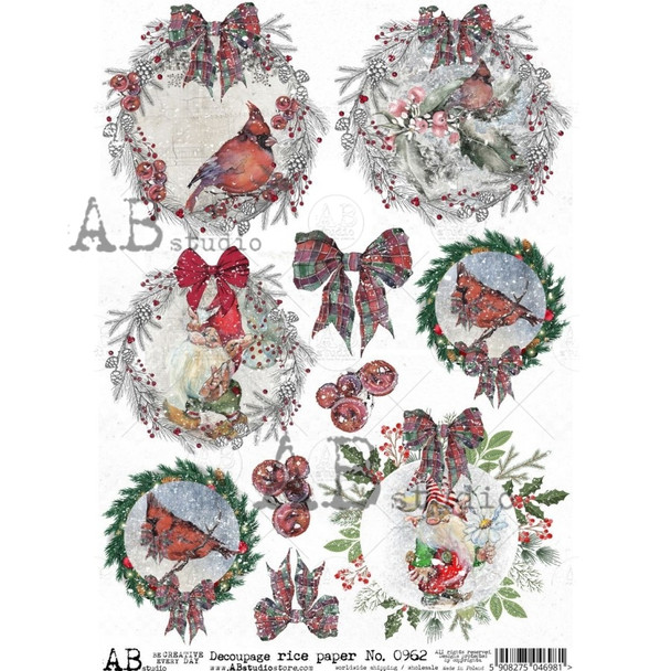 AB Studios Rice Paper Ornaments and Bows Rice Paper A4 0962