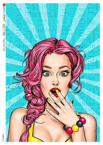 Paper Designs Rice Paper Blue Starburst Pop Art PD COMICS 0031