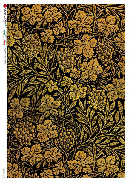 Paper Designs Wm Morris Black and Gold Leaves
