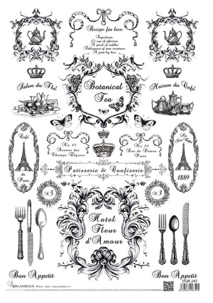 Calambour Parisian Tea Black and White A3 Plus Rice Paper