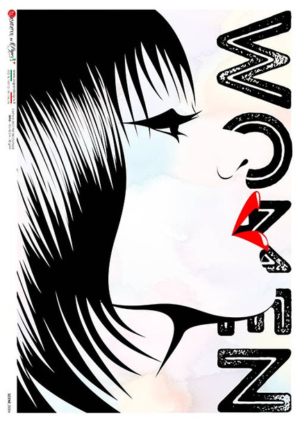 Paper Designs Profile Drawing Red Lips Woman  Rice Paper