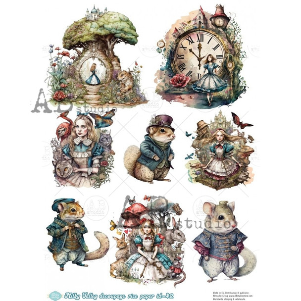 AB Studios Mice and Alice Themed A4 Rice Paper