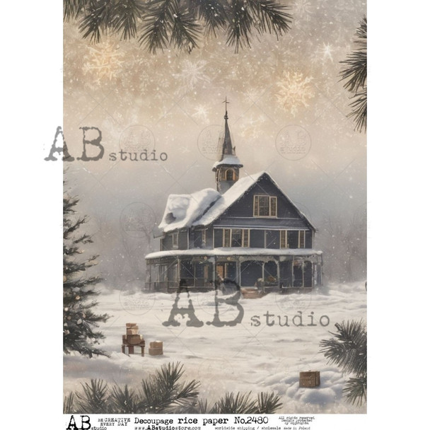 AB Studios Winter Church A4 Rice paper