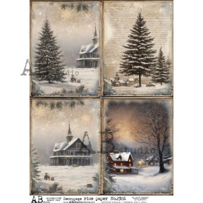 AB Studios Snow Covered Churches Four Pack A4 Rice Paper