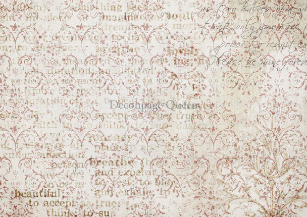 Decoupage Queen Damask Script Rice Paper