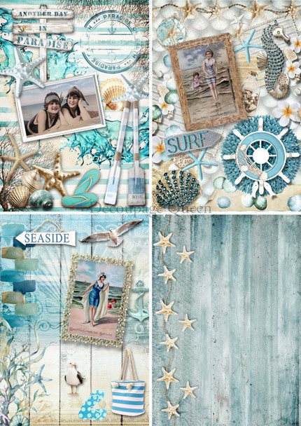 Decoupage Queen Seaside Four Pack Vellum Paper