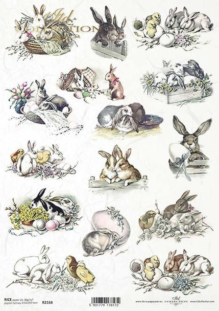 ITD Collection Illustrated Rabbit Scenes A4 Rice Paper