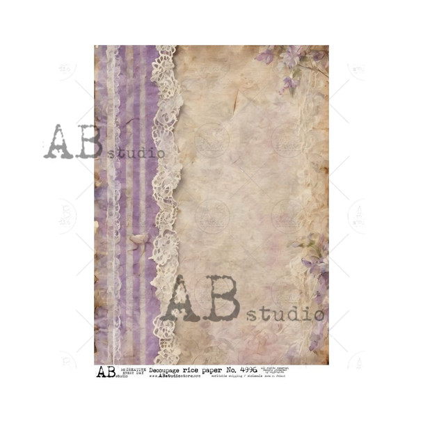 AB Studios Lavender Stripes and Old Paper A4 Rice aper