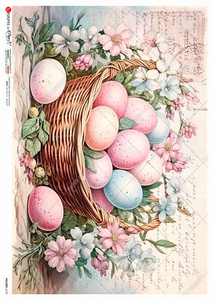 Paper Designs Basket of Easter Eggs A4 Rice Paper
