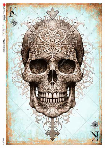 Paper Designs Engraved Skull A4 Rice Paper