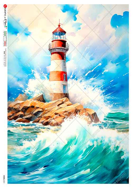 Paper Designs Waves at the Lighthouse A4 Rice Paper