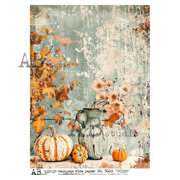 AB Studios Pastel Pumpkins Distressed A4 Rice Paper