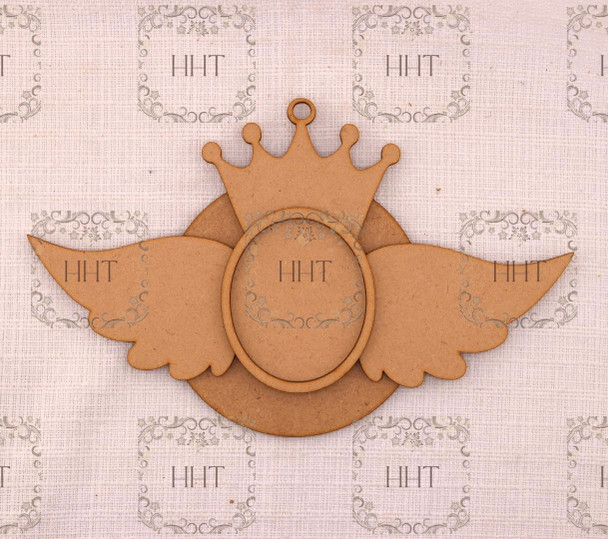 HHT MDF Ornament Crowned Wings with Frame