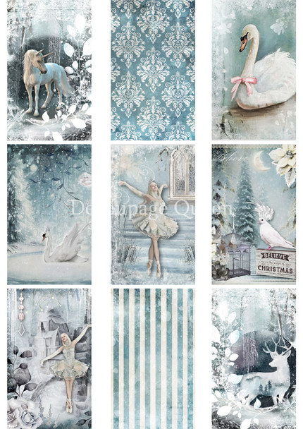 Decoupage Queen Winter Fantasy Tags Rice Paper
