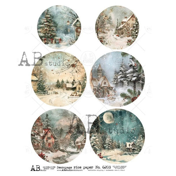 AB Studios Snowy Landsacpes Ornament Rounds