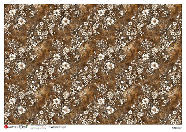 Paper Designs Brown and White Dainty Florals Rice paper