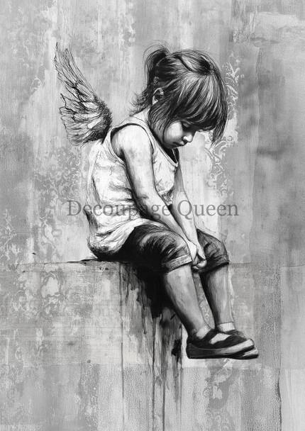 Large Format Decoupage Queen Andy Skinner Contemplating Rice Paper