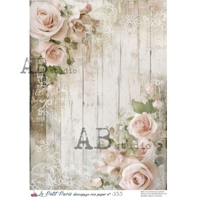 Soft Rose Lace Background Pattern Decoupage Paper – A4
