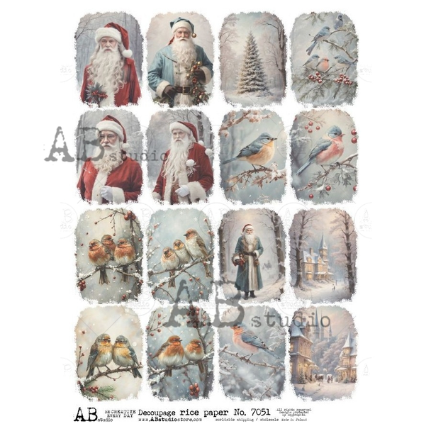 AB Studios Vintage Winter Tags Rice Paper