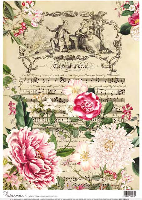 Floral Symphony Advice To The Unwary - A4 Rice Decoupage Paper - Calambour  Italy