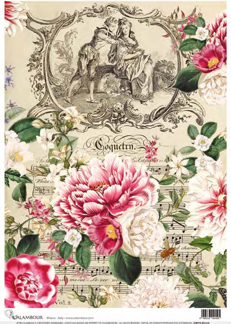 Floral Symphony The Mill - A4 Rice Decoupage Paper - Calambour Italy