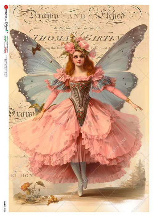Paper Designs Fairy with Pink Frilly Dress Rice Paper