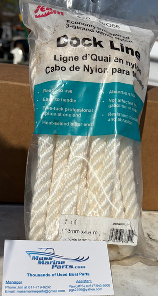 Seachoice 3 Strand Dock Line 1/2" by 15'