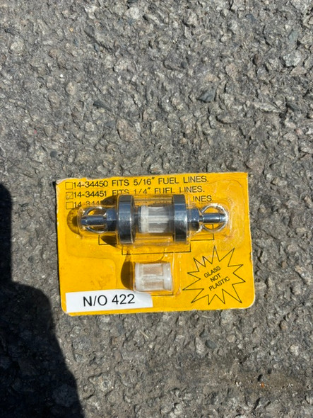 glass fuel filter, fits 5/16'', 1/4'', and 3/16'' fuel lines