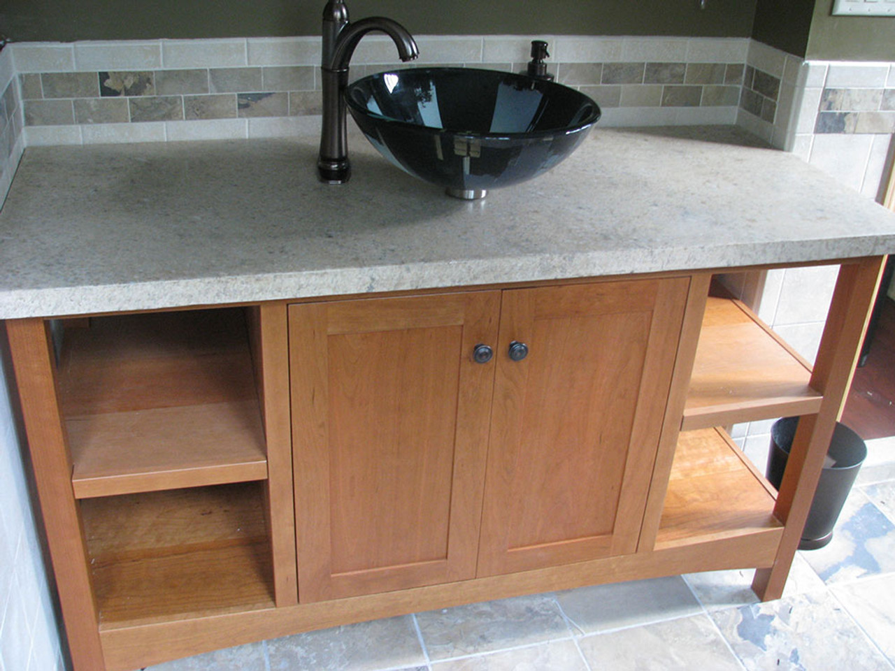 Open Style Vanity with Doors and 2 or 4 Open Shelves - Meadowbrook