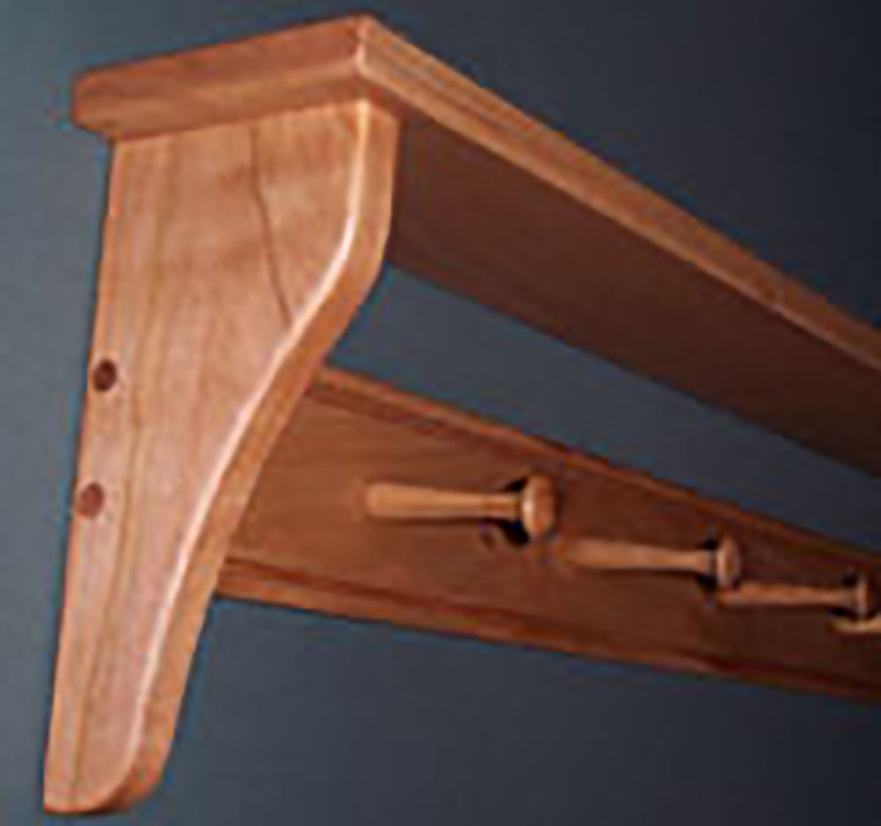 Shaker Peg Rack Shelf Cherry Oak or Maple Finished