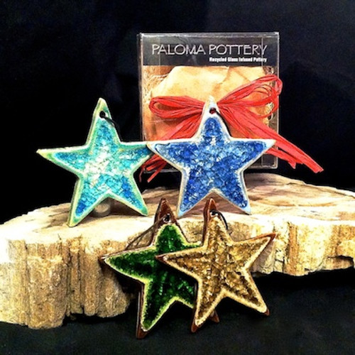 Recycled Glass Star Ornament Set