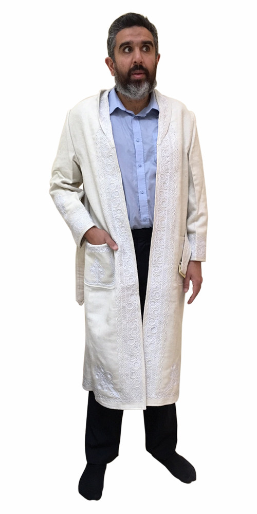 Hand Made Afghan Chitral Over Coat Winter Chugha Pakol Patu Mens White ...